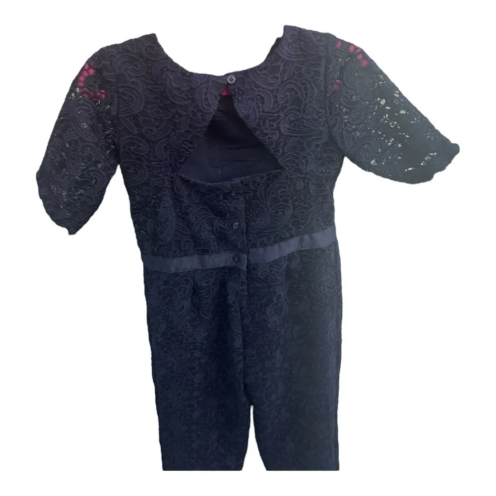 Janie and Jack Elegant Navy Blue Lace Jumpsuit Girls Size 7